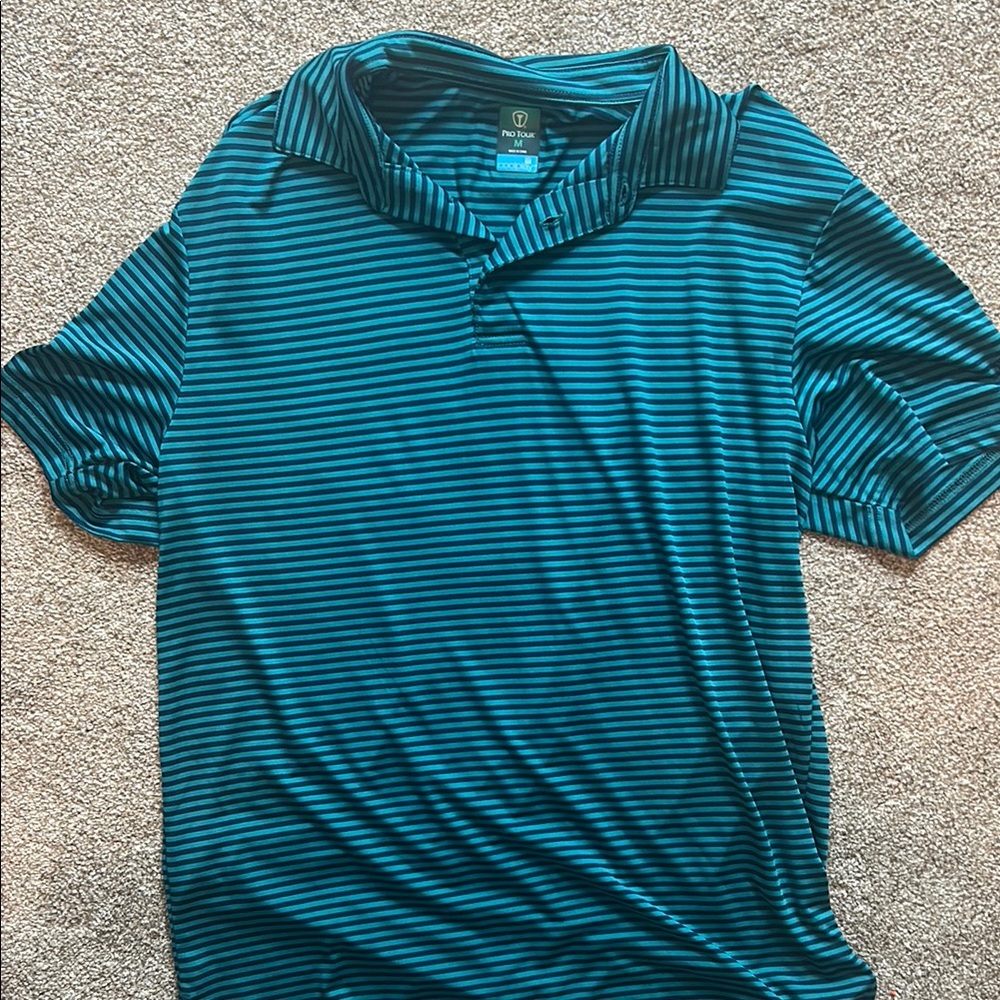 Men's Blue Striped Polo Shirt